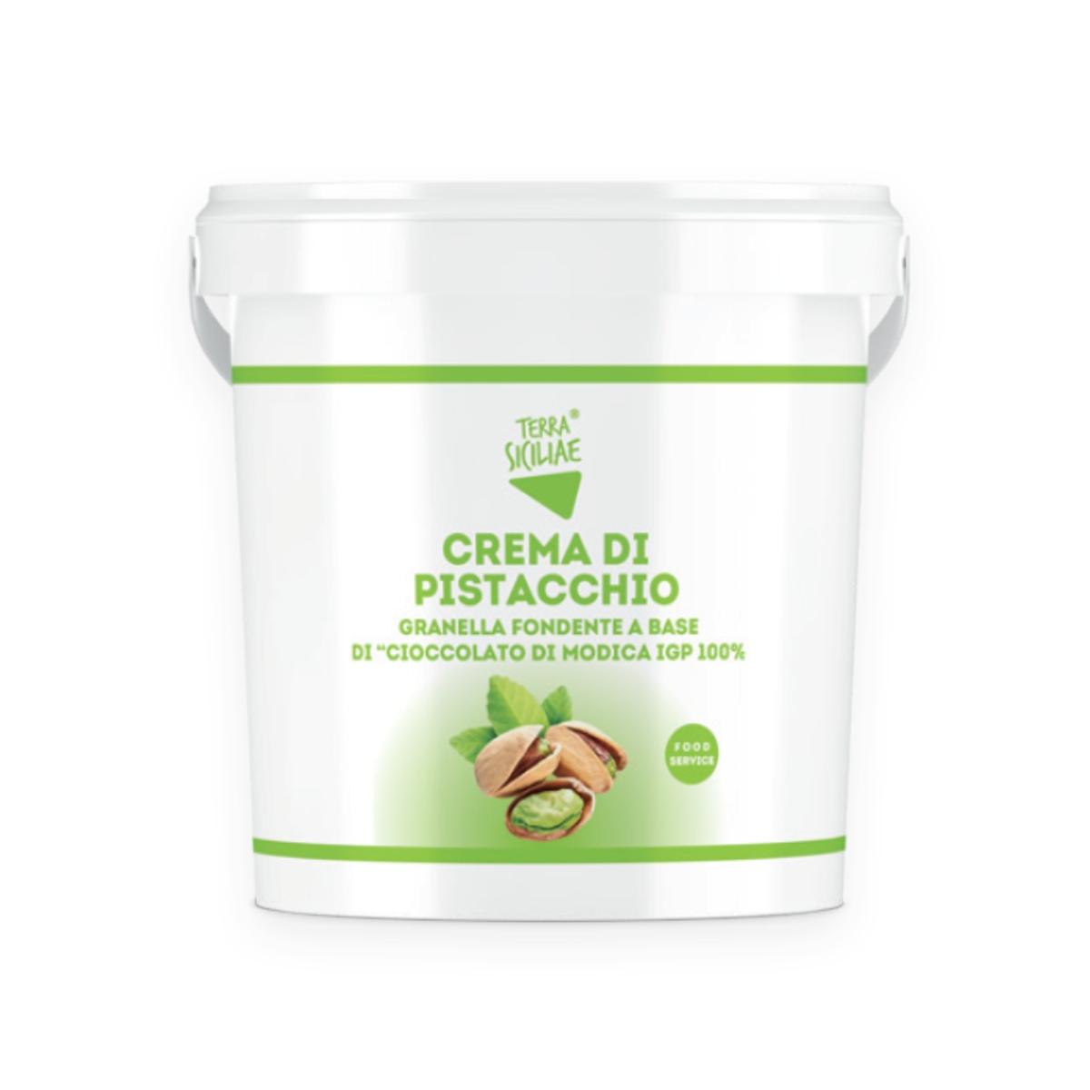 Crema al Pistacchio 35% con Pistacchio di Sicilia e granella fondente a base di Cioccolato di Modica IGP 100%, 1 Kg