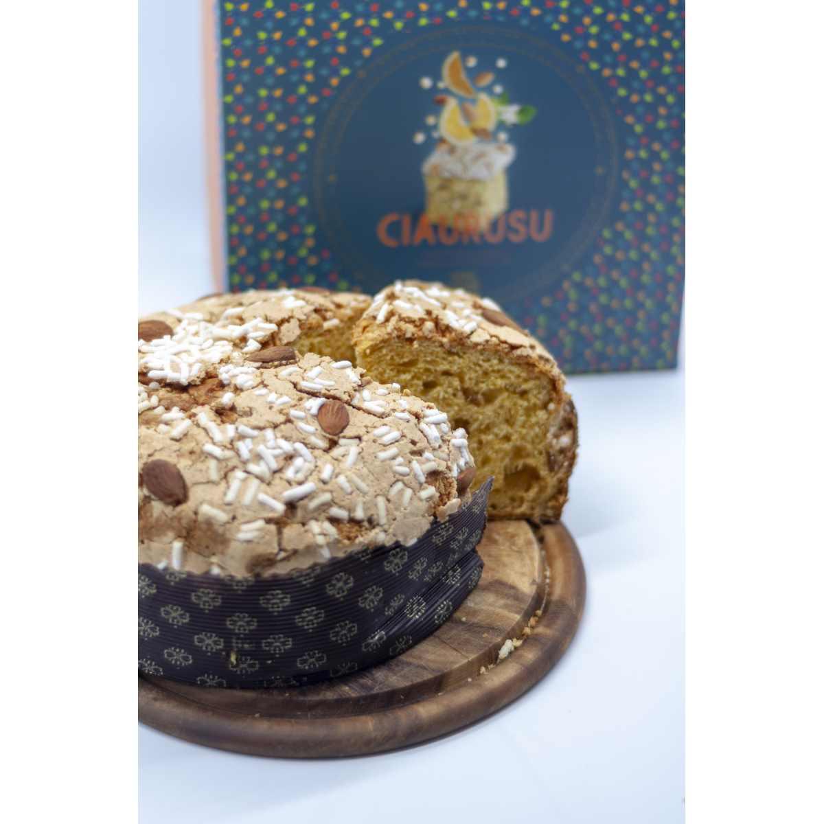 CIAURUSU - Panettone Tradizionale con Cubetti d'arancia e glassa mandorlata, 1000 g