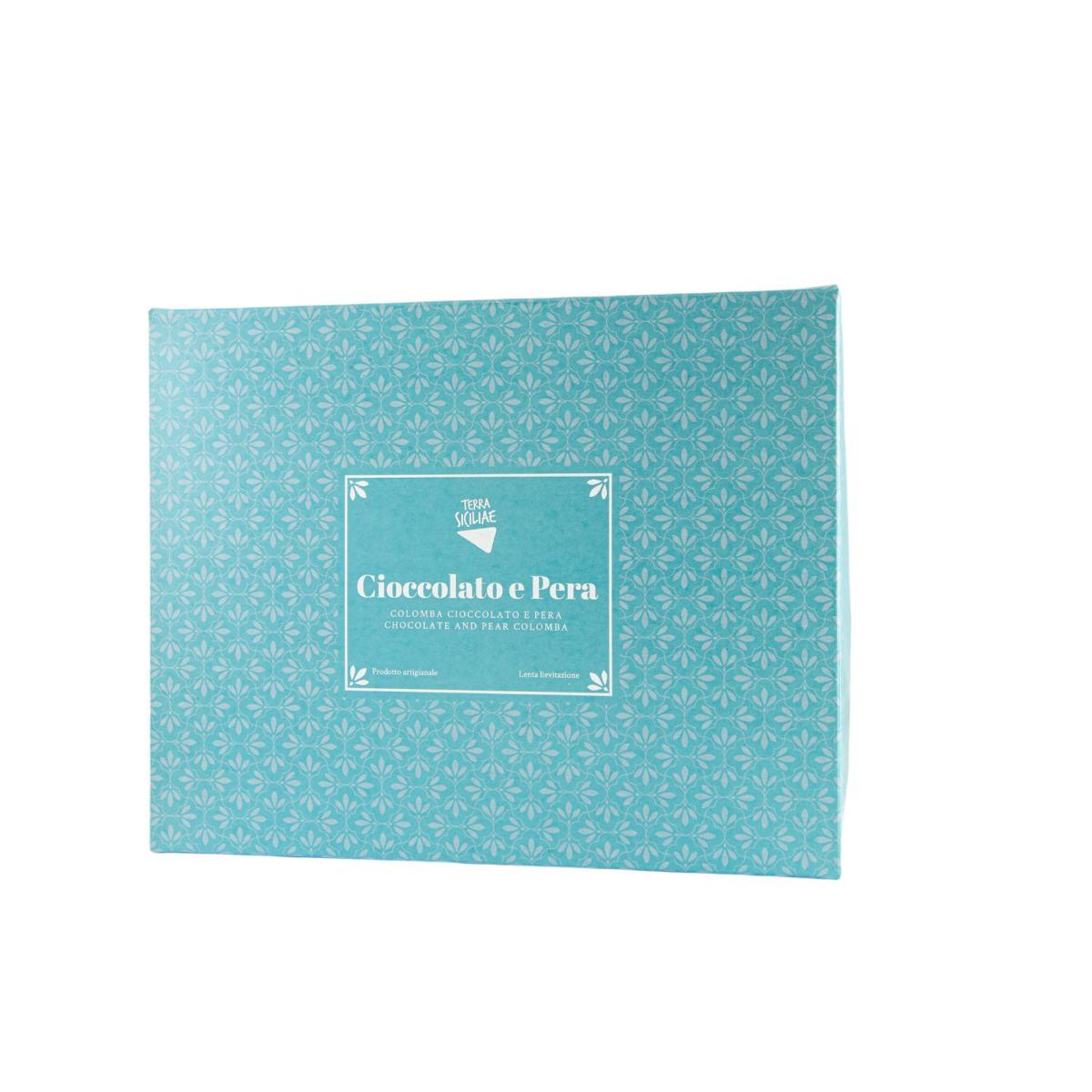 Colomba Artigianale con gocce di cioccolato e cubetti di pera glassa cioccolato fondente e zuccherini, 1000g