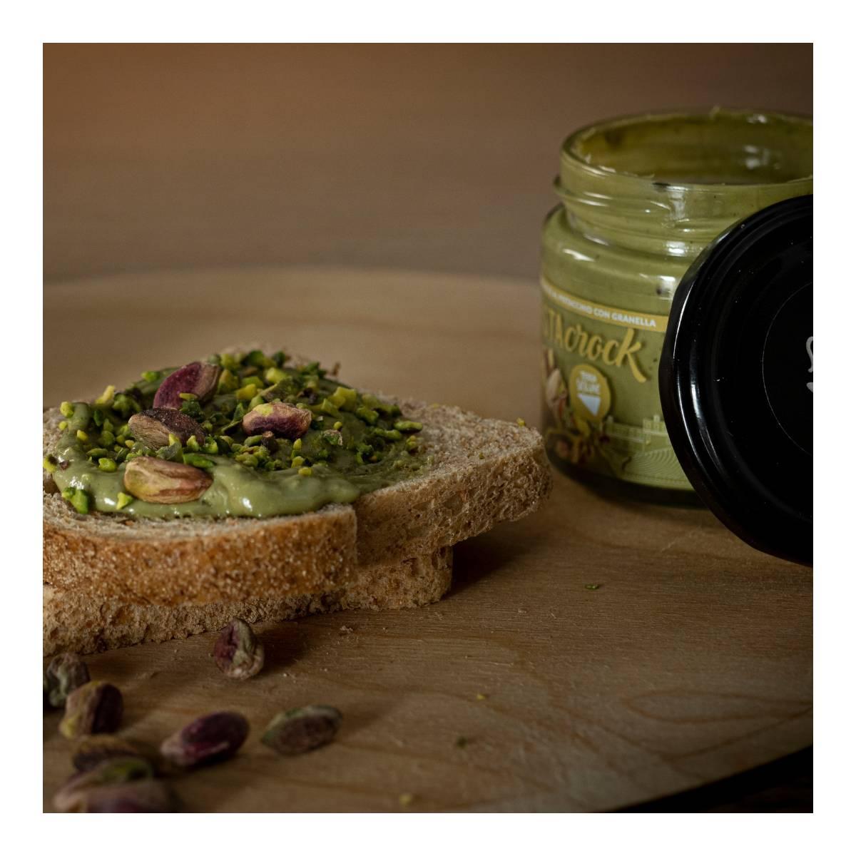 PistaCrock, Crema dolce Spalmabile al Pistacchio 40% con granella di Pistacchio, 190 g