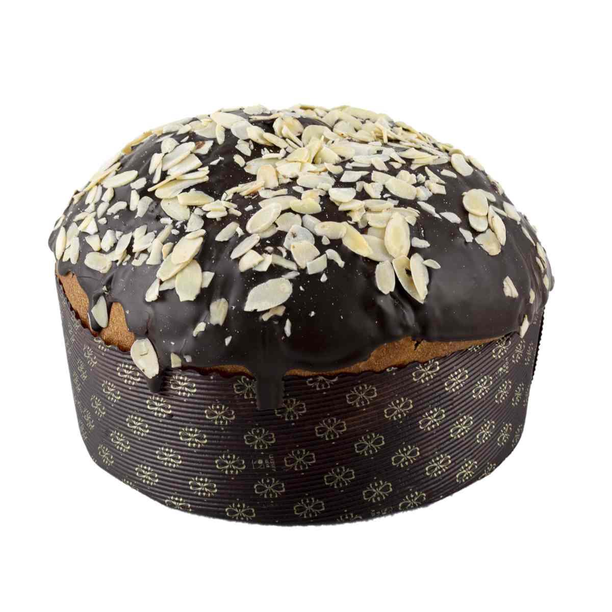 CIOCOPIRU LINEA INCARTATA, Panettone con gocce di cioccolato e cubetti di pera glassa cioccolato fondente e scaglie di mandorla, 1000g