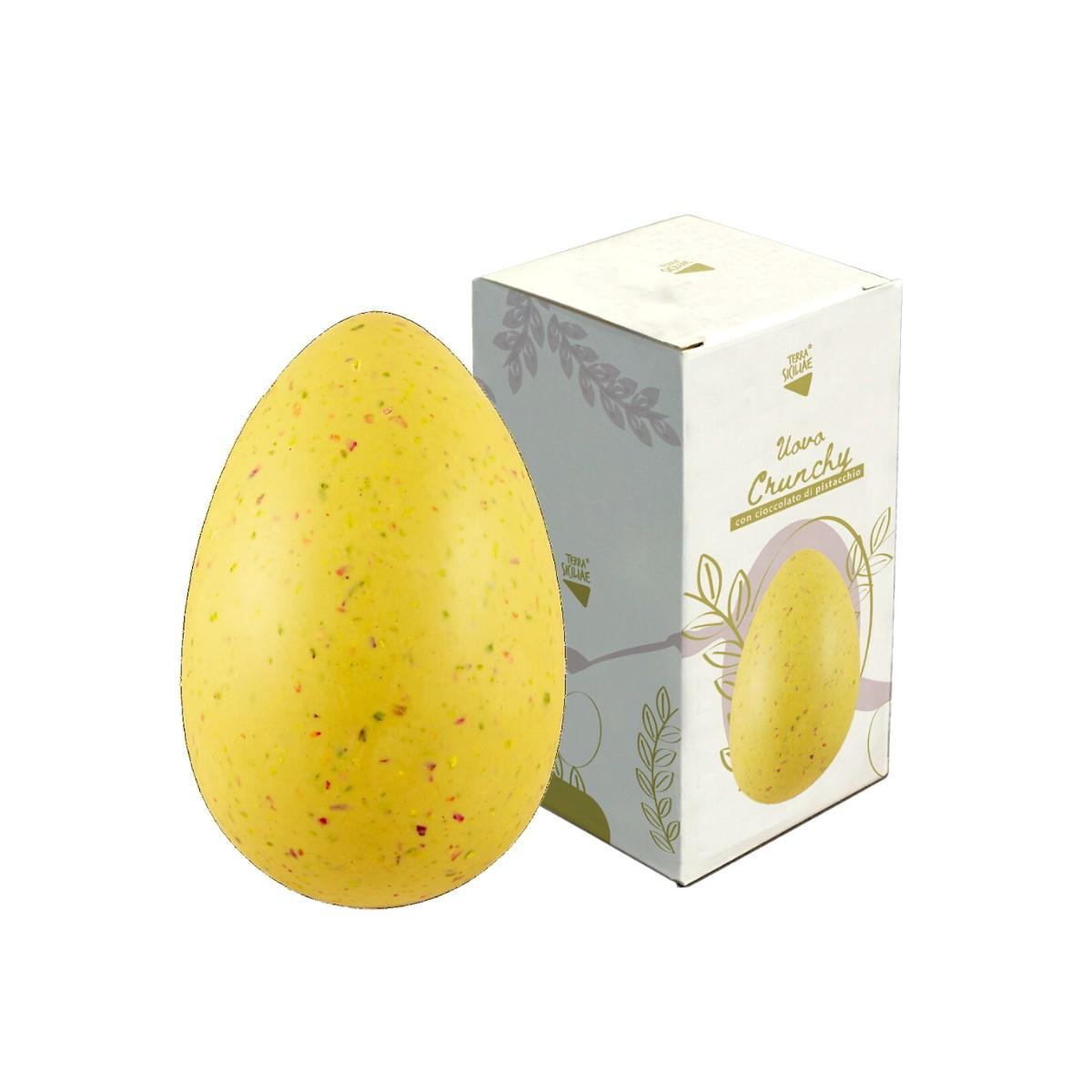 Crunchy - Uovo PistaCrock cioccolato bianco e pistacchio miscelato con granella di Pistacchio, 300g
