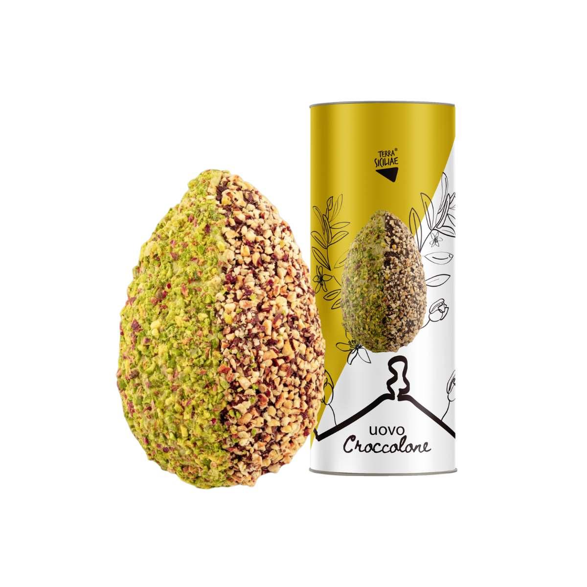 Croccolone - Uovo Bi-gusto con granella di Pistacchio incastonata con confezione in latta, 300g
